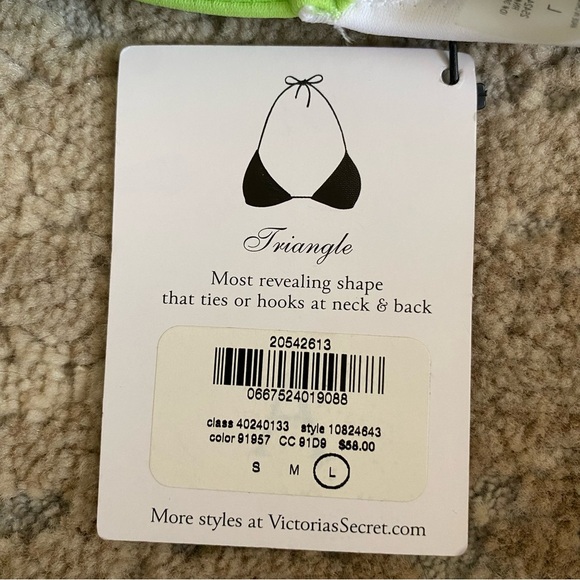 Victoria's Secret NWT Bikini Top Triangle Revealing Embellished Tie Back: Large - Picture 5 of 8
